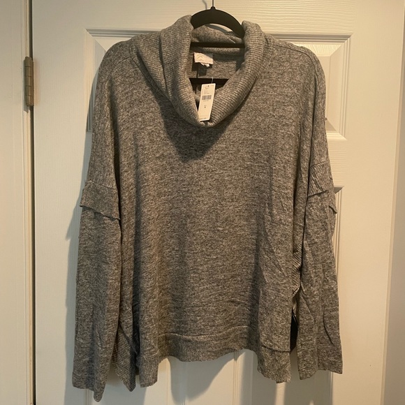 Anthropologie grey side ruffle sweater - Picture 3 of 5
